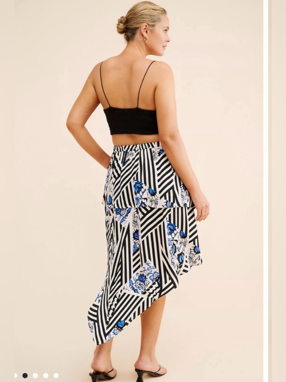Anthropologie Maeve Asymmetrical Midi Skirt Blue Floral Striped Plus Size 1X - Picture 4 of 12